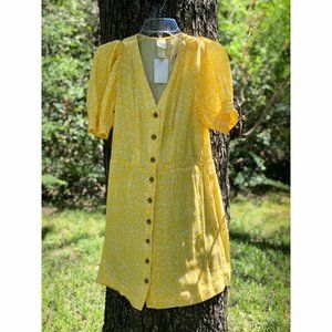 Yellow floral button up summer dress